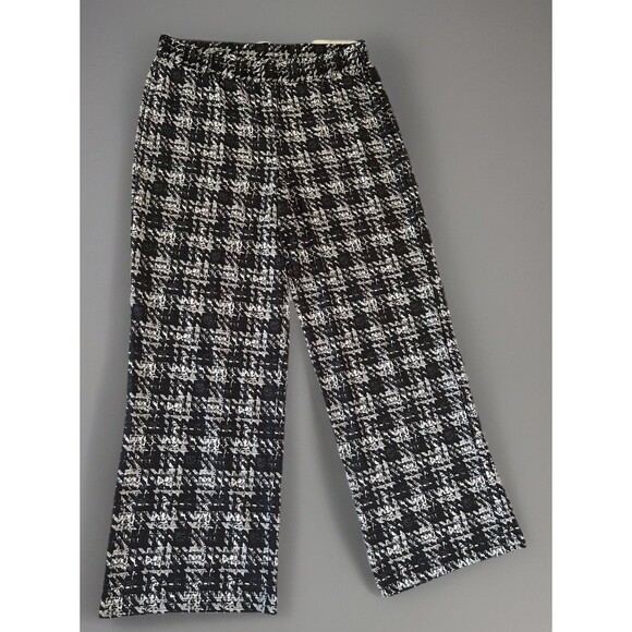 NY Collection Wide Leg Stretch Pants Houndstooth Print Wide Waistband Size XL - Picture 1 of 7